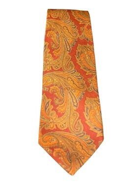 Brooks Brothers Makers Tie Vintage Silk Paisley Rust Gold Italy 62" Long